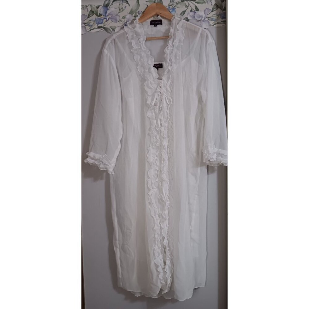 Bed of Roses NWOT Large White 3 Piece Midi Sheer Romantic Honeymoon Lingerie